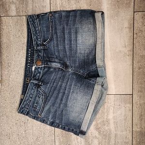 Denim shorts rolled cuff